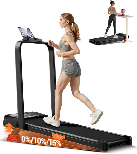 LONTEK 4-in-1 Folding Treadmill with 15% Incline