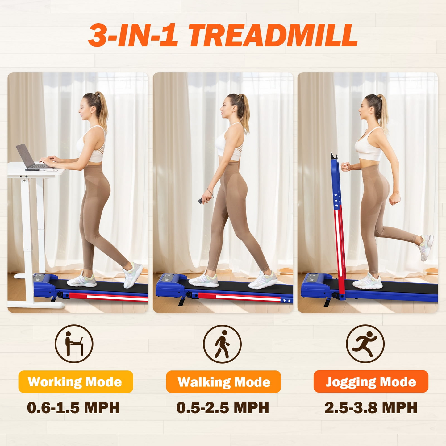 Yagud Walking Pad Treadmill with Handle Bar & 8° Incline