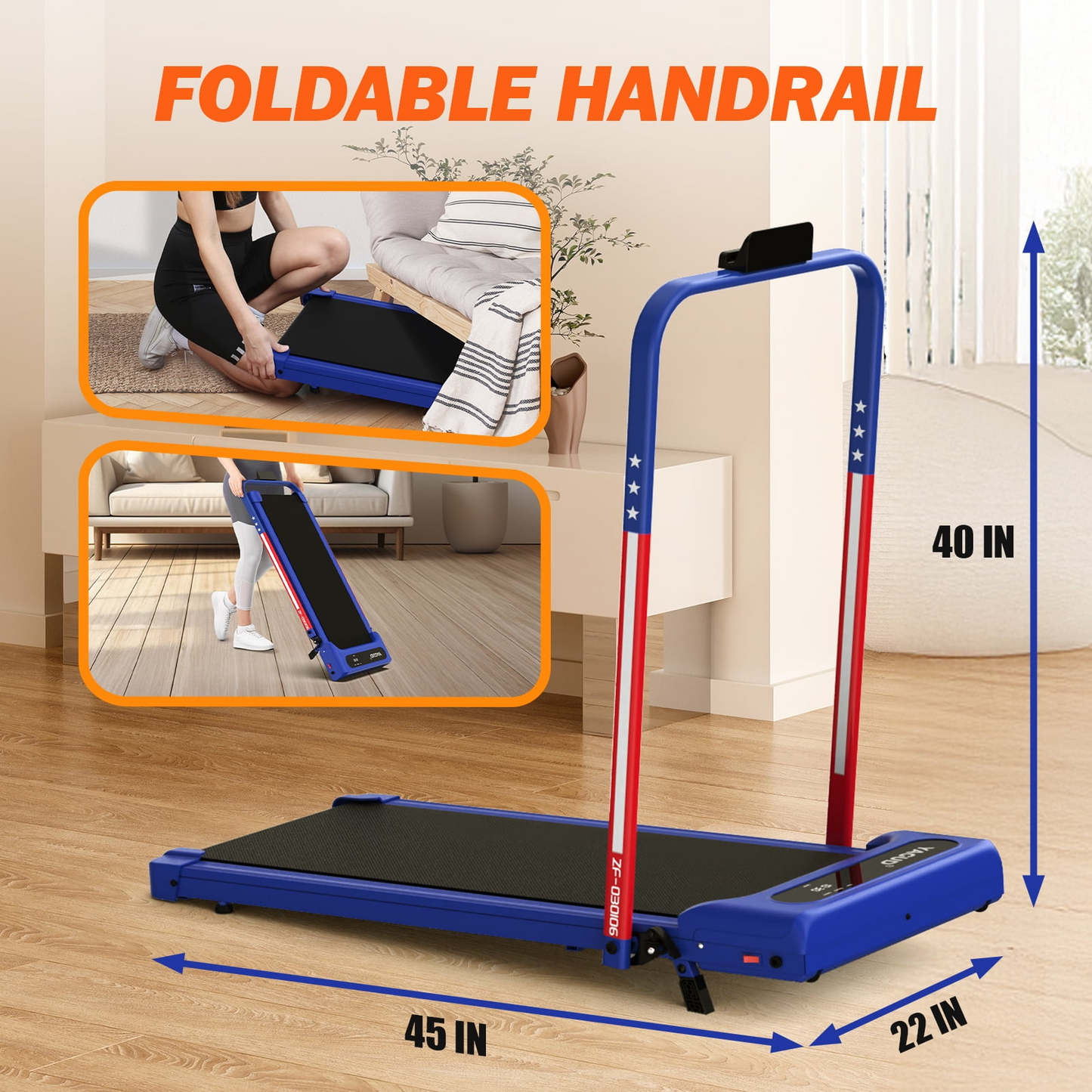 Yagud Walking Pad Treadmill with Handle Bar & 8° Incline